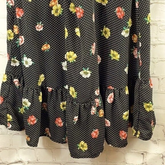 Hayden Midi Summer Dress Floral Spring Asian Retro Pinup Vibe Polkadot Cutout L - Picture 5 of 7